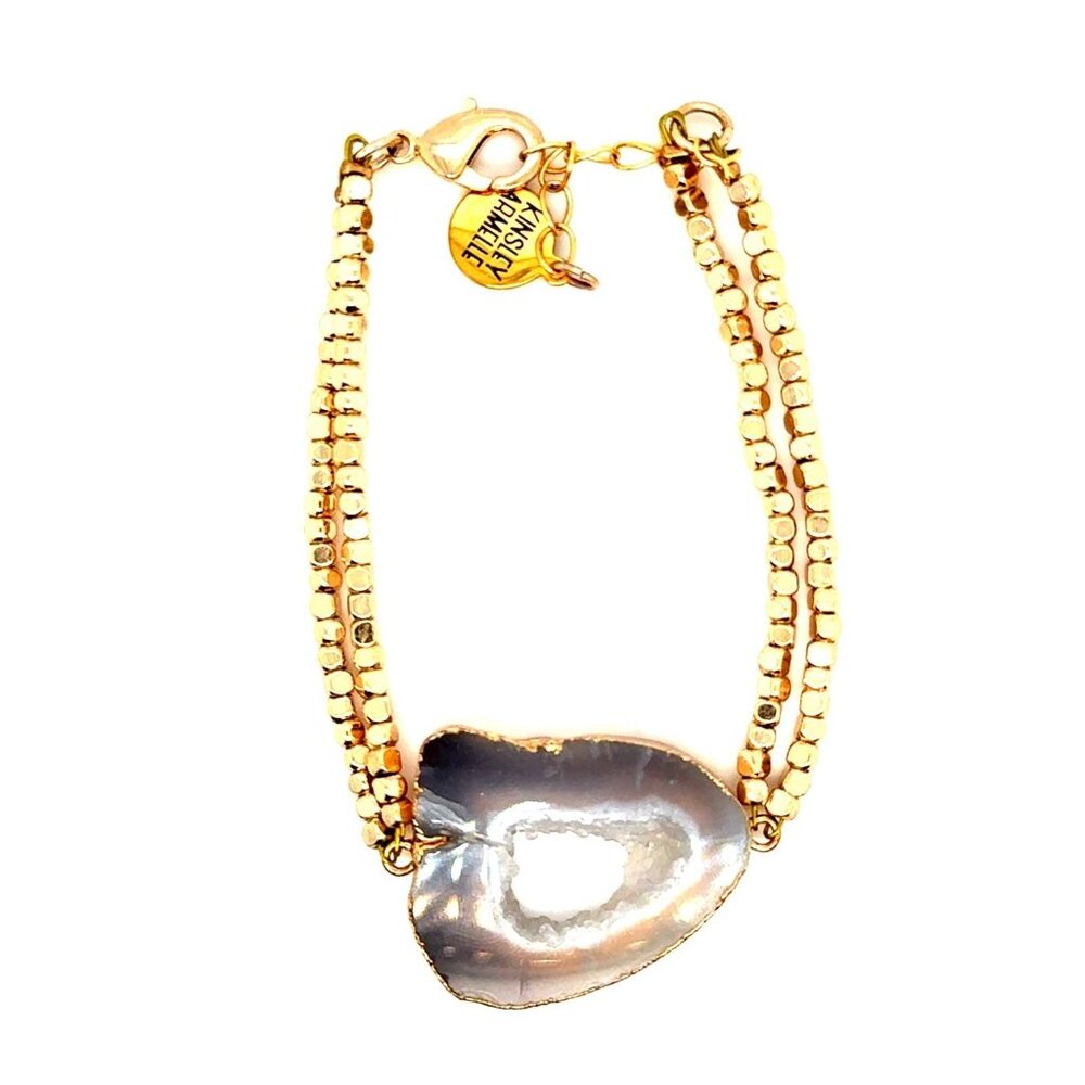 Kinsley Armelle Gray Stone Gold Beaded‎ Bracelet